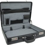Alpine Swiss Mens Expandable Leather Attache Briefcase Dual Combination Locks